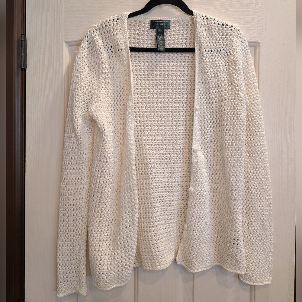Ralph Lauren Hand Knit Open Weave Cardigan